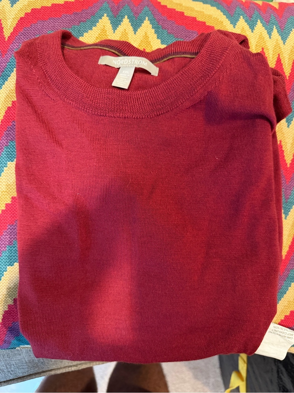 Nordstrom Men’s 100% Merino Wool Crewneck Sweater - Burgundy